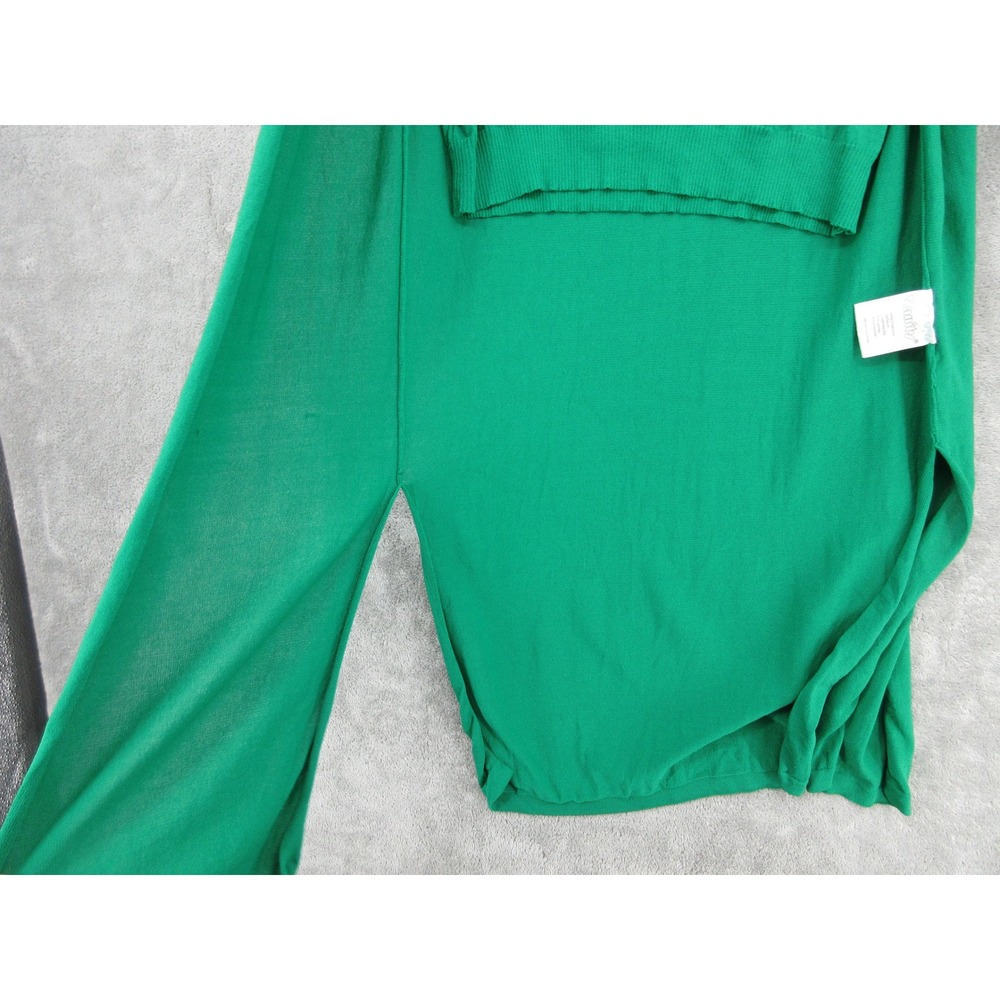 Vanity Basics Sweater Set Womens Size L Duster Twinset Kelly Green Stretch Knit - Picture 7 of 16